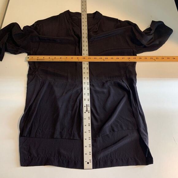 J Crew Blouse Women XS Extra Small Black Silk High Low Drop Shoulder Half Sleeve - Picture 8 of 12